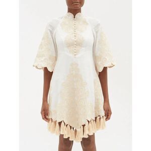 ZIMMERMANN Anneke Embroidered Linen-Voile Mini Dress AU0/US4 $895